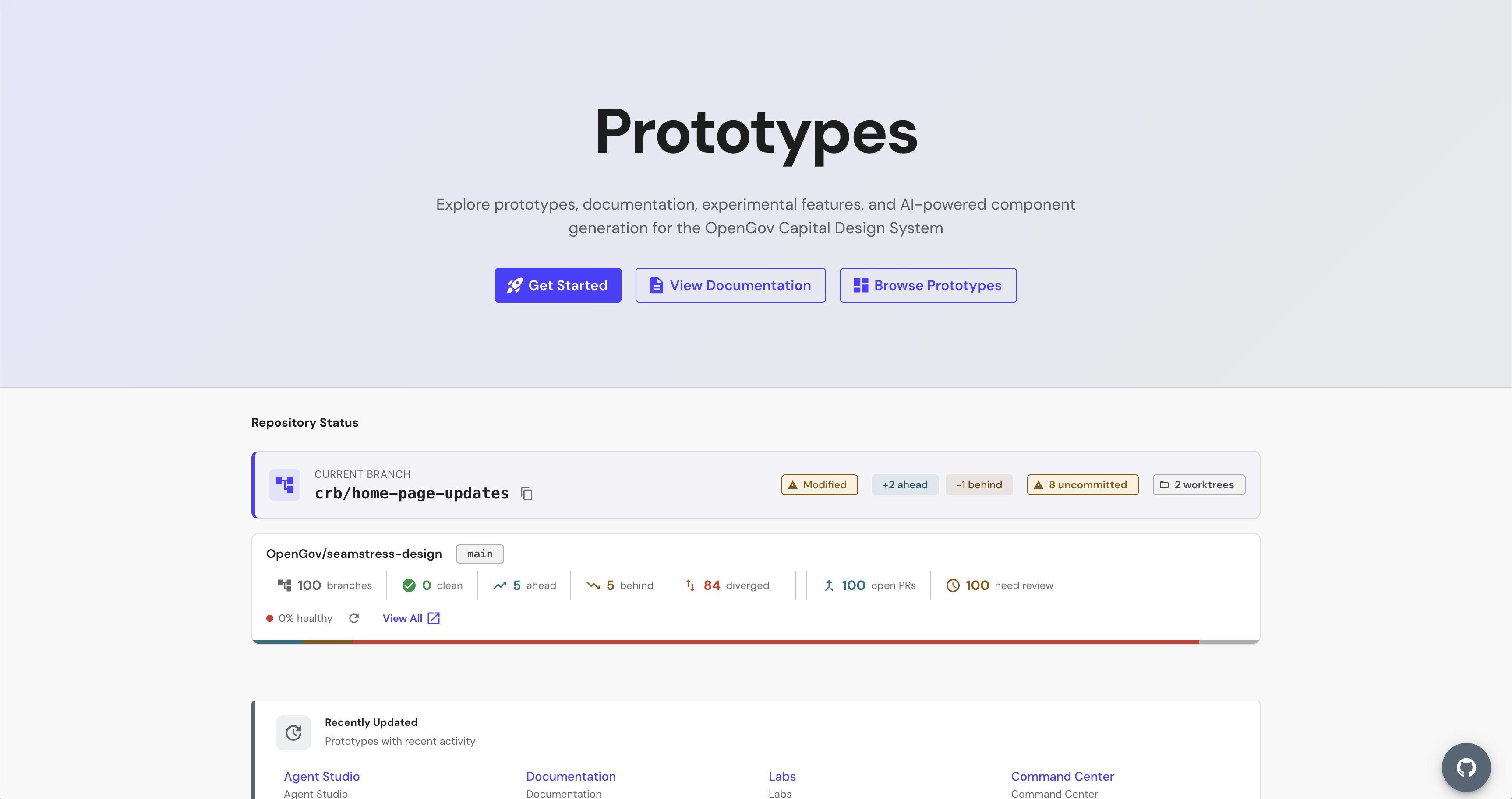 Prototyping agent landing page